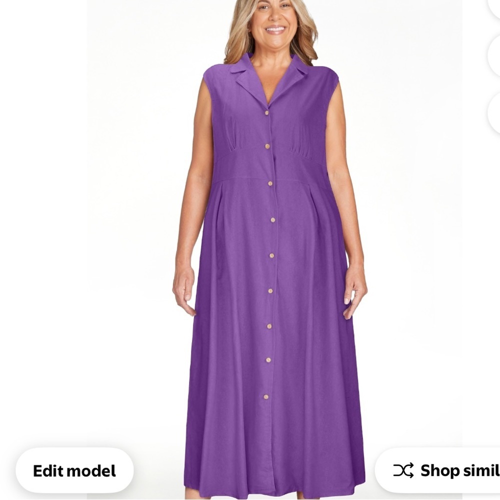 Sleeveless Button-Front Dress Sz XL New Amazon - Picture 7 of 11